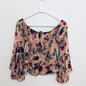 Floral, frilly sleeves, pink,